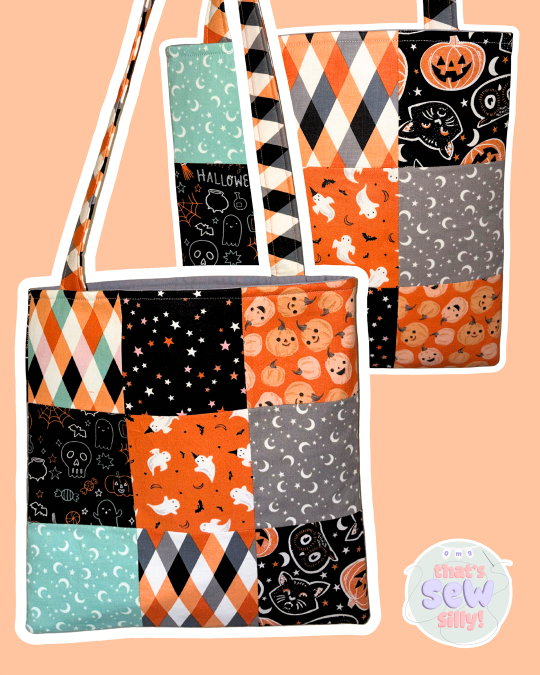 halloween patchwork tote