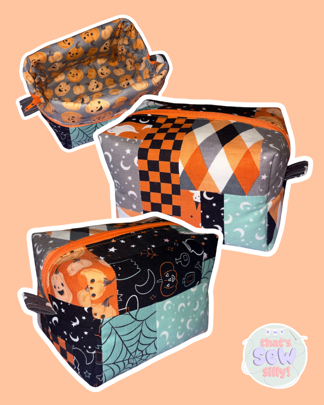 halloween patchwork beauty bag