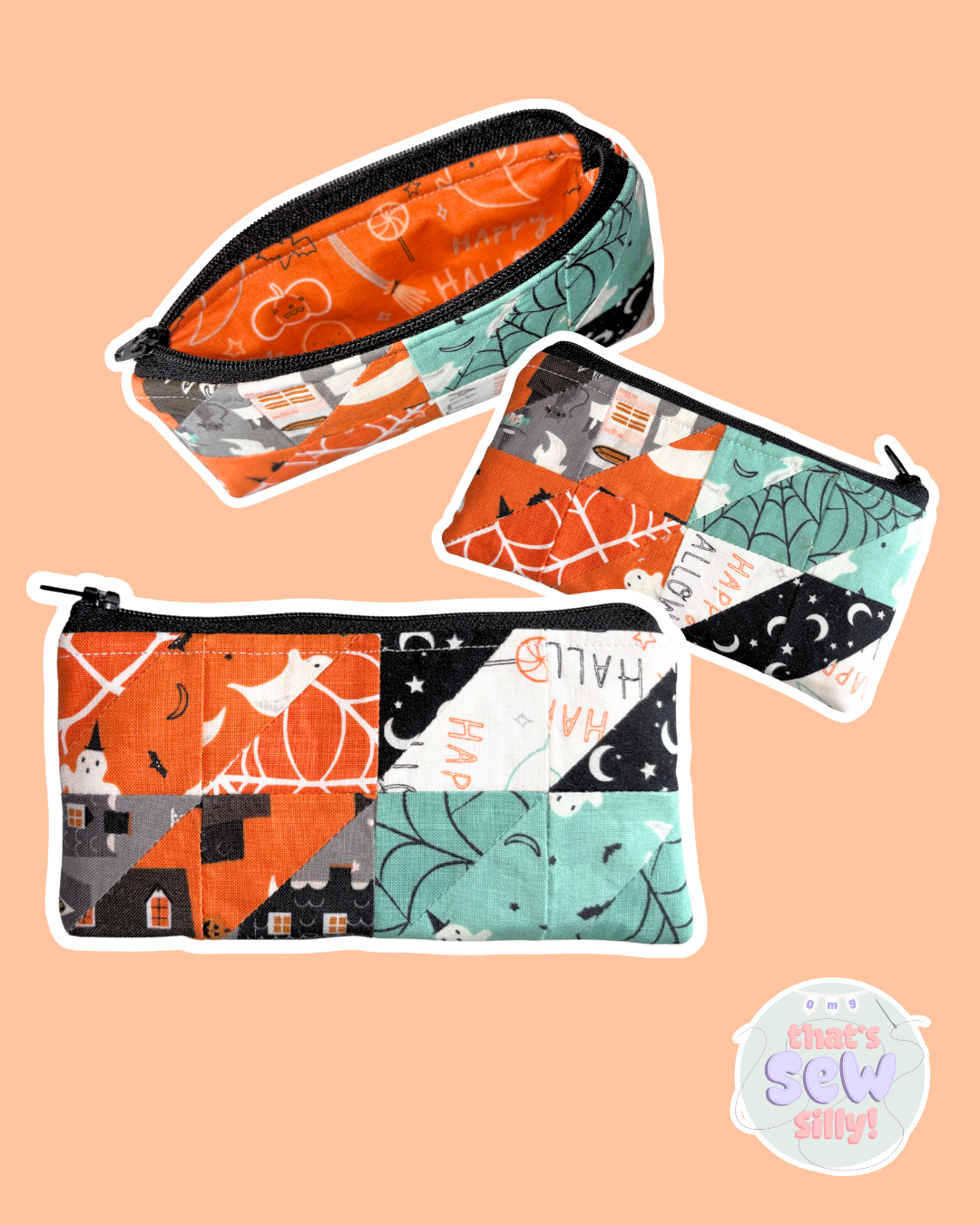 halloween quilted mini pouch